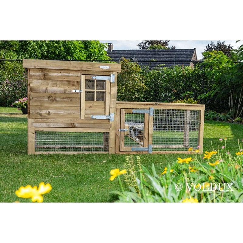 Houten konijnenhok met ren | 1,9 m | Gradje | gemonteerd, 110 cm of meer, Verzenden, Nieuw, 90 cm of meer