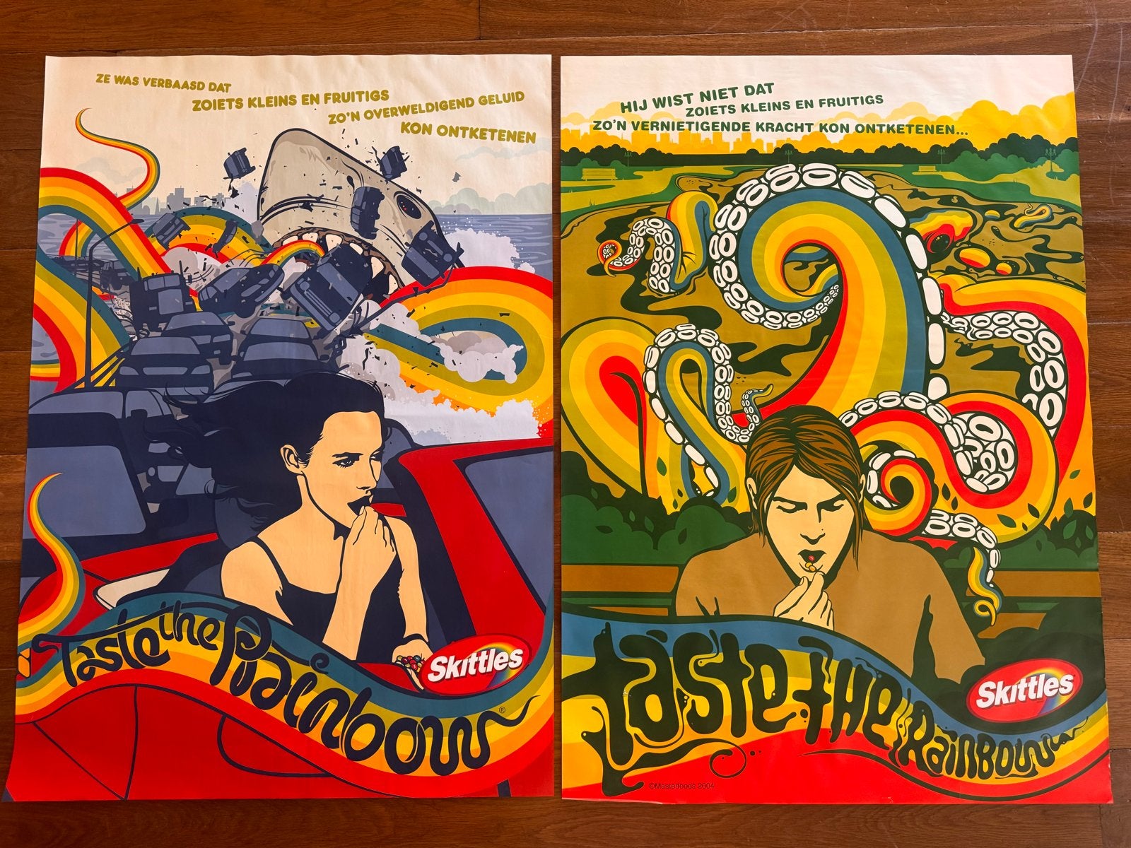 Skittles 'Taste the Rainbow' Reclame Posters - 2004, Deurposter of groter, Ophalen of Verzenden, Reclame, Rechthoekig Staand