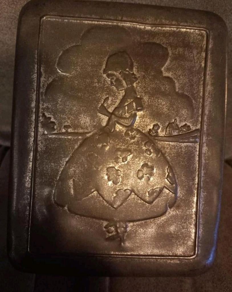 Vintage blik met Hollands meisje in rok, Verzamelen, Blikken, Ophalen of Verzenden, Gebruikt, Overige, Overige merken