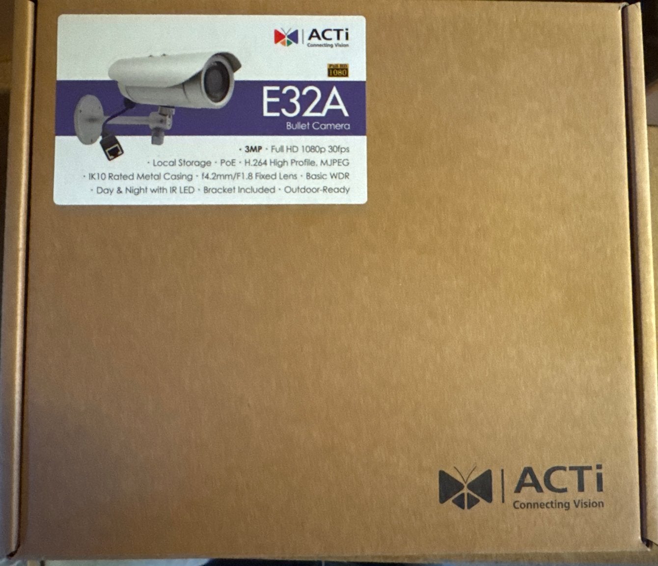 2x ACTi E32A Bullet Camera - 3MP Full HD PoE Buitencamera, Ophalen, Nieuw, Buitencamera