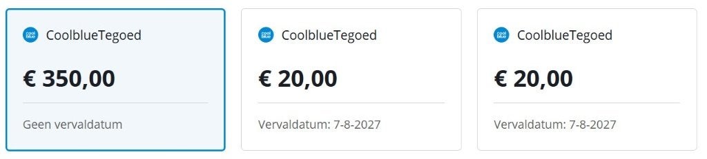 Coolblue Tegoed van € 390, Eén persoon, Overige soorten, Warenhuis- of Winkelbon