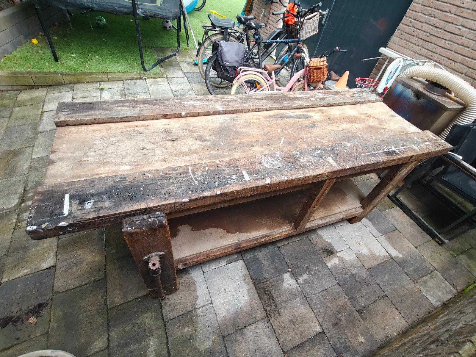 Ouderwetse vintage werkbank, Ophalen, Gebruikt, 170 cm of meer, Bankschroef