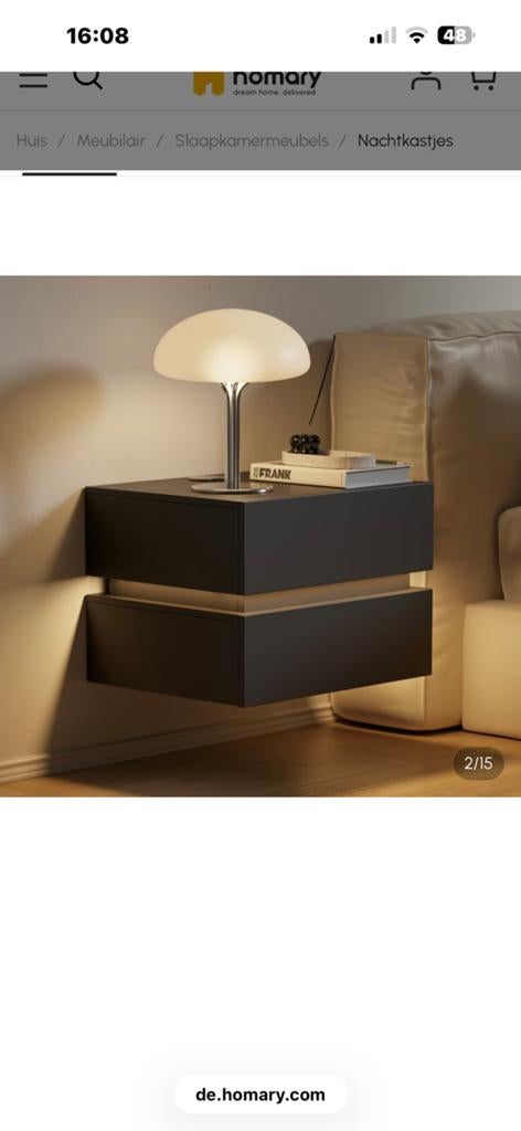 nieuwe zwarte nachtkastjes met licht en oplaad functie, Huis en Inrichting, Ophalen, Nieuw