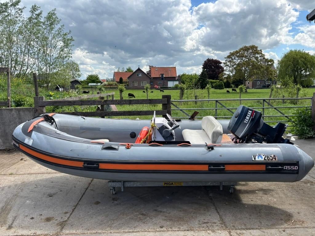 Asso 44 Rib met Yamaha 25 pk Autolube, Watersport en Boten, Gebruikt, Kussens, Yamaha, Ophalen of Verzenden