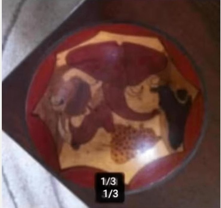 Houten schaal uit Indonesië diameter 32 cm, Schaal, Rond, Ophalen of Verzenden, Zo goed als nieuw