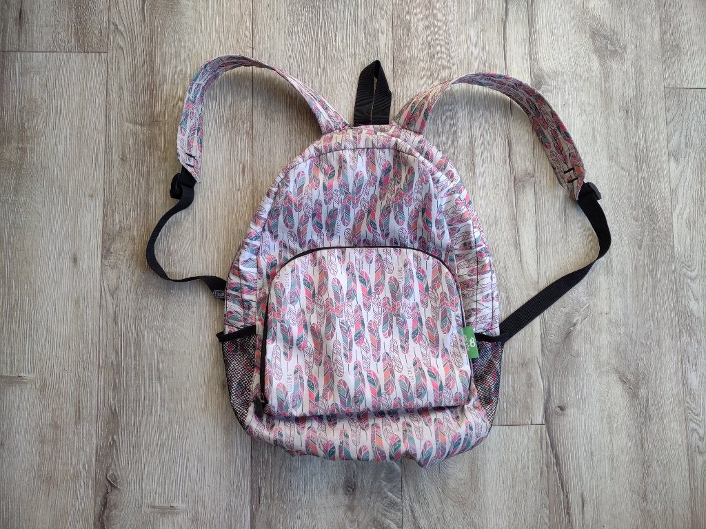 Prachtige wit roze rugzak met veren, Eco Chic. Rugtas veer., Overige merken, Onb, Ophalen of Verzenden, Onb