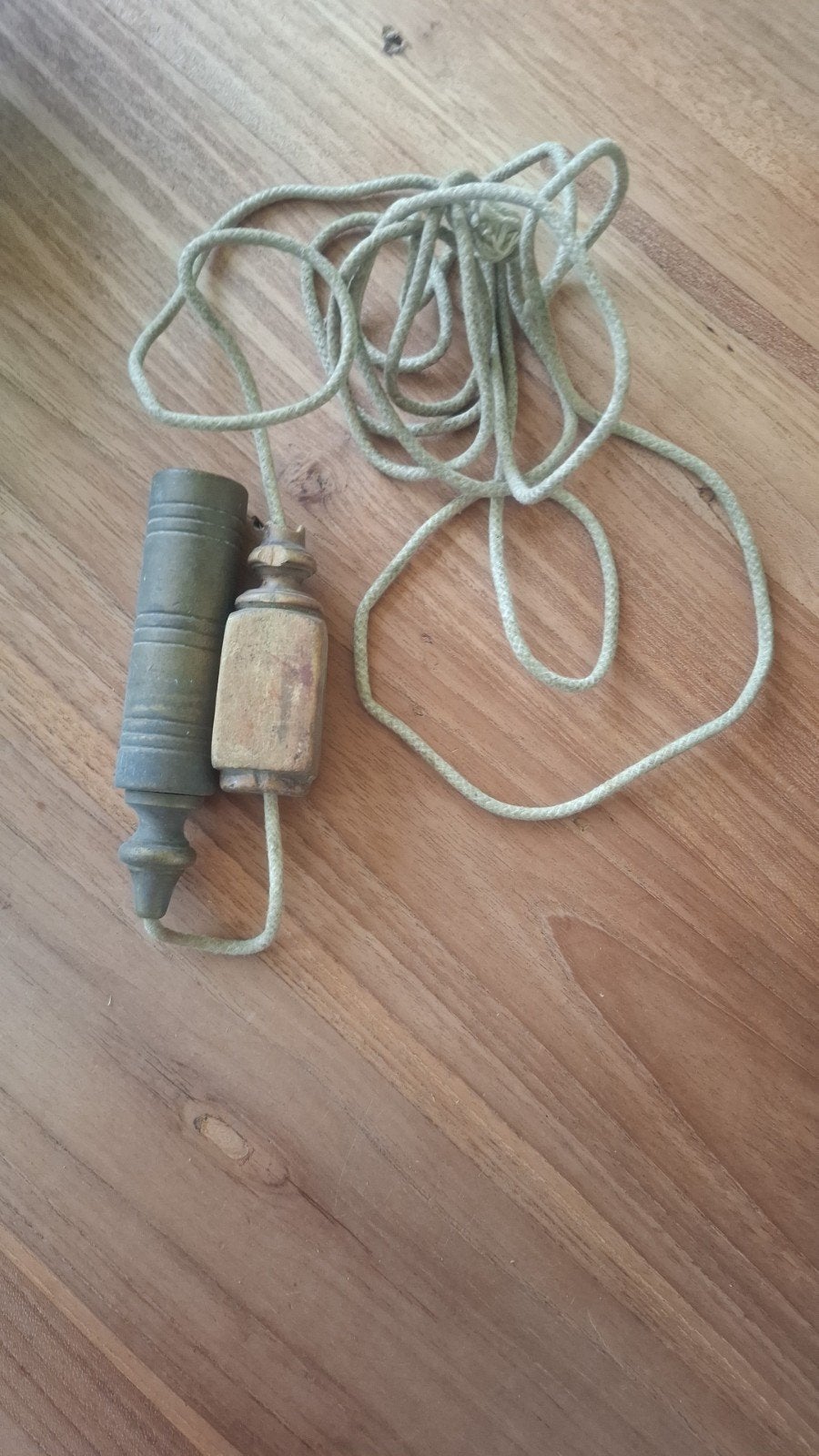 Vintage Schietlood met Touw - Houten Waterpas Gereedschap, Ophalen of Verzenden