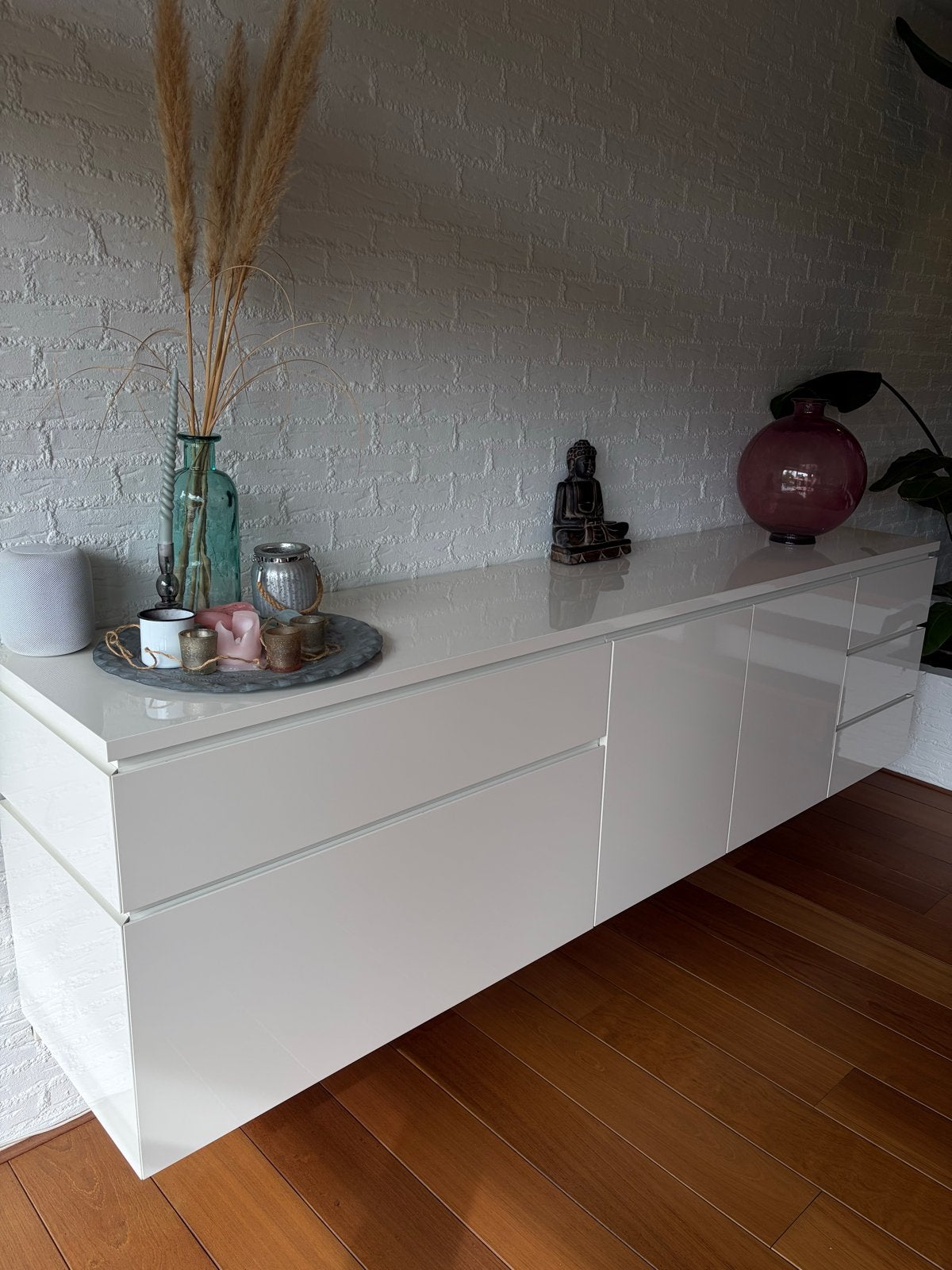 Modern Interlubke wit dressoir met lades en deuren, Ophalen, Overige materialen, Zo goed als nieuw, 200 cm of meer