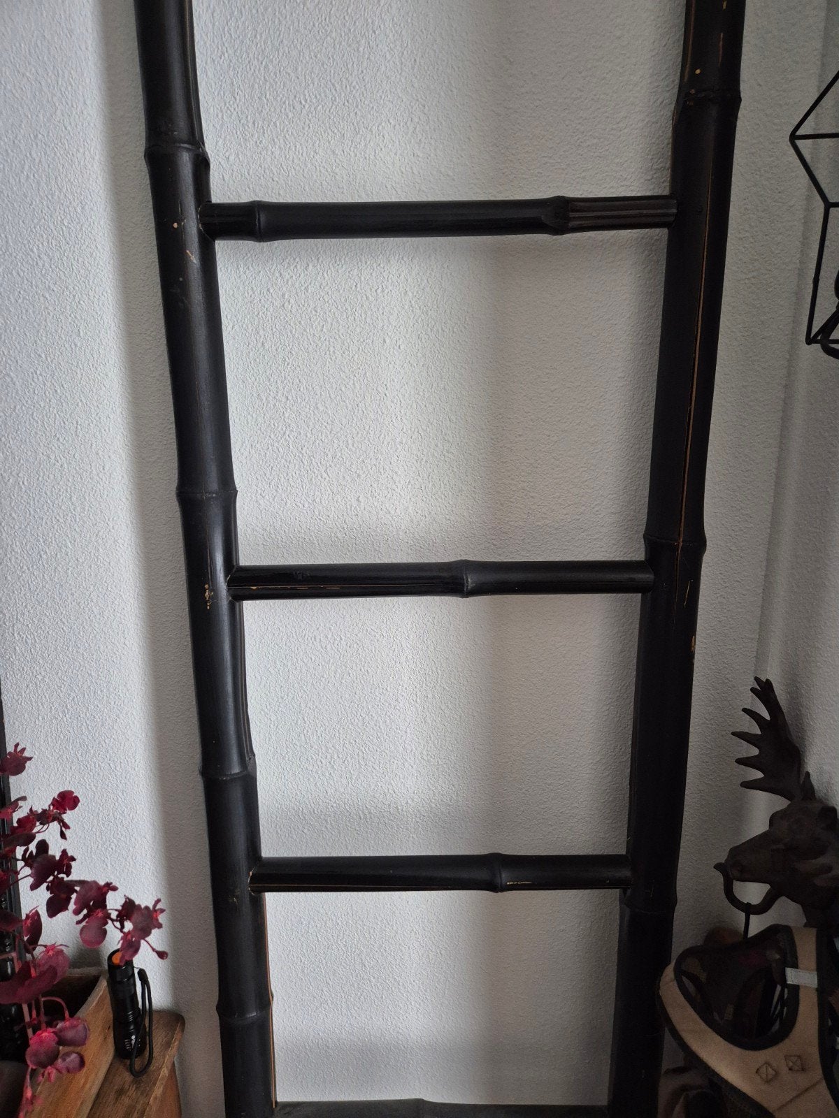 Decoratieve bamboe ladder - Zwart, Doe-het-zelf en Verbouw, Ophalen, Gebruikt, Ladder, 2 tot 4 meter
