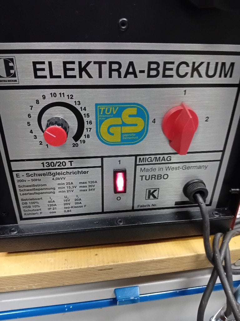 Co2 Mig Mag Lastoestel Elektra Beckum 130 met snelstop, Ophalen, Staal, Zo goed als nieuw, 150 tot 200 cm