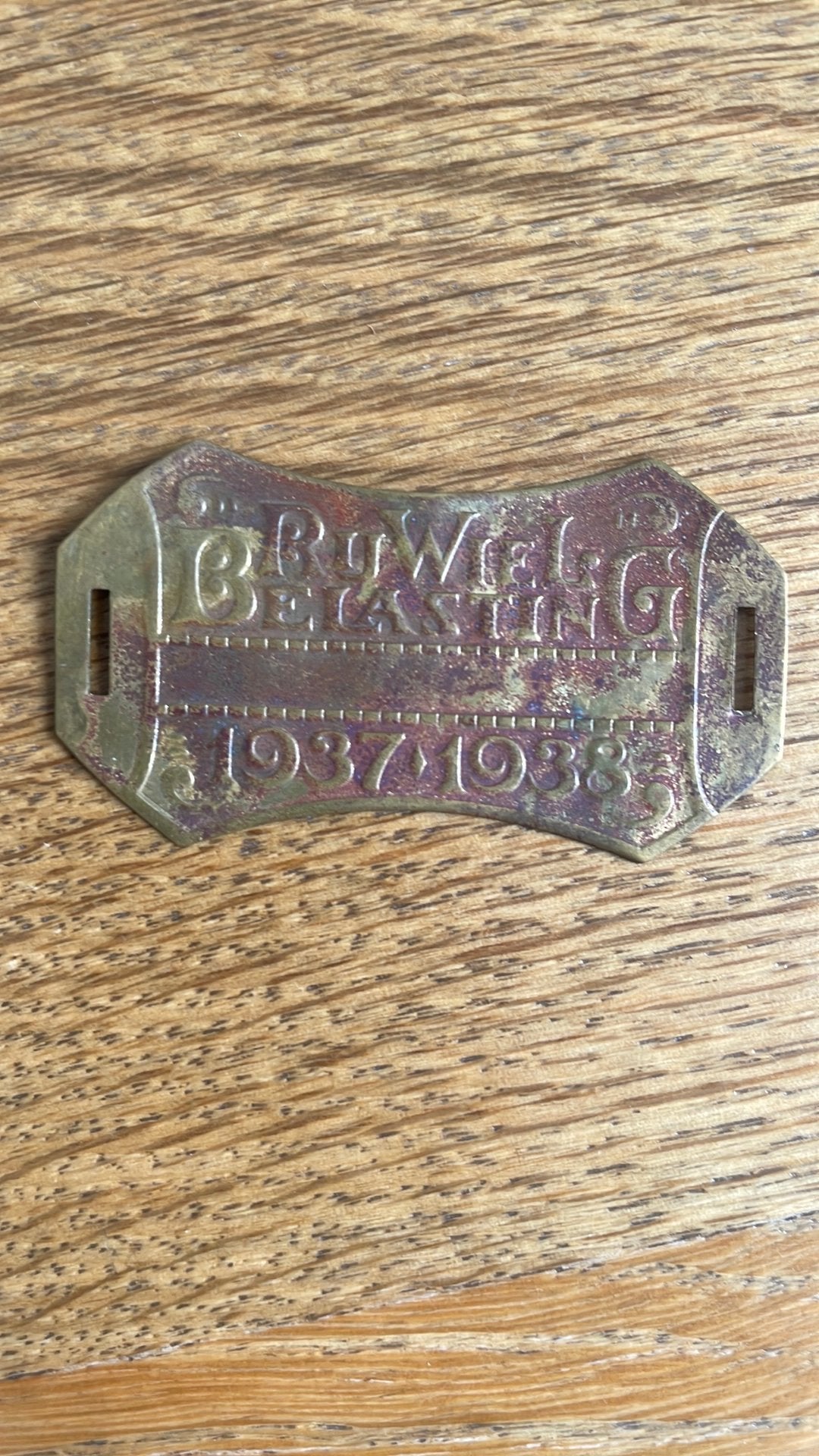 Fietsbelastingplaatje 1937-1938, Ophalen of Verzenden