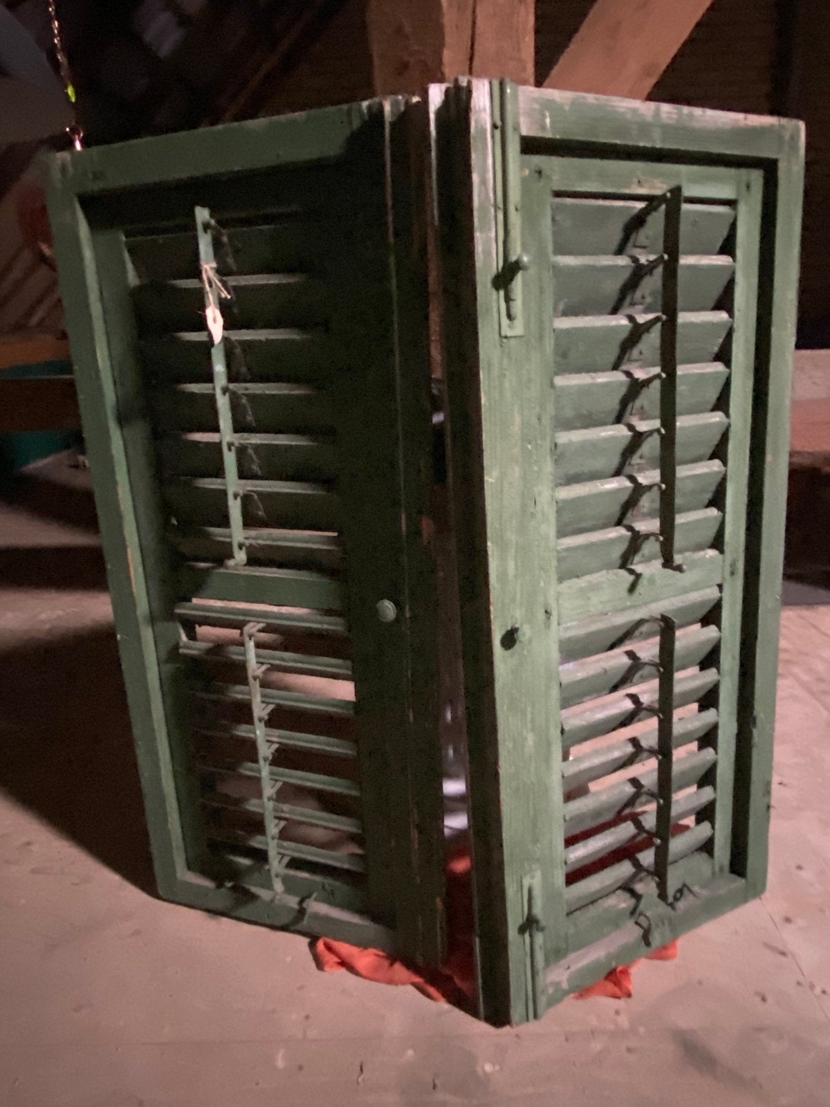 Franse zware louvre luiken (groen), Ophalen, Gebruikt, Wandkapstok, Minder dan 100 cm