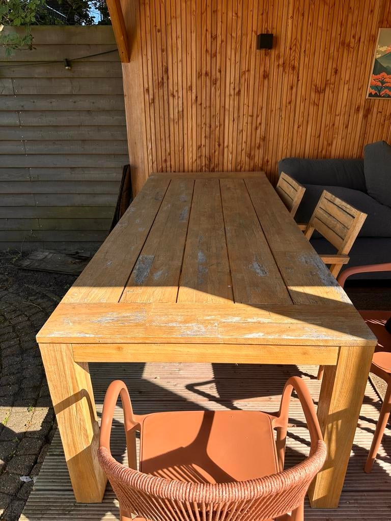 Houten tuintafel 240cm, Gebruikt, 200 cm of meer, Rechthoekig, 50 tot 100 cm
