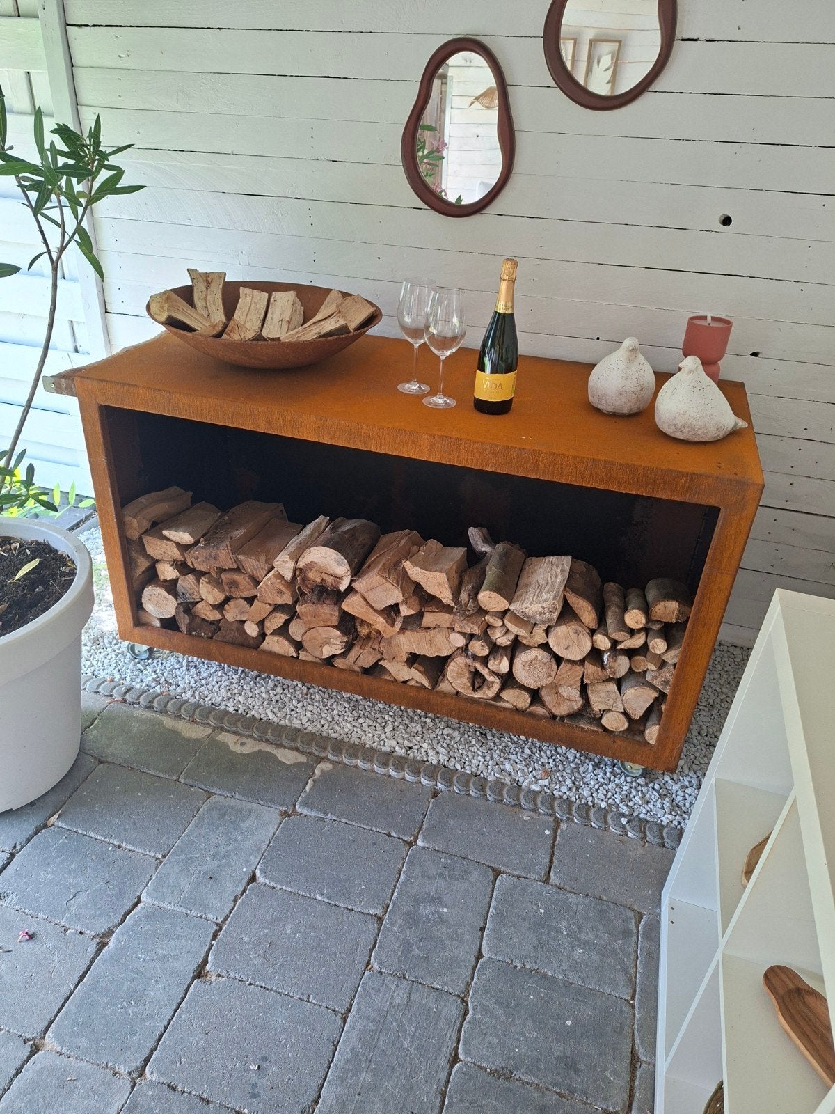 cortenstaal bak met vuurschaal bbq bloembak plancha, Tuin en Terras, Bloembakken en Plantenbakken, Ophalen of Verzenden, Nieuw
