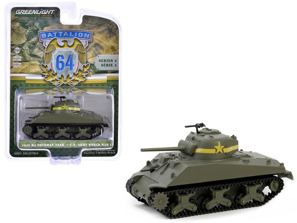 1943 M4 Sherman Tank van Greenlight 1/64 U.S. Army World War, Ophalen of Verzenden, Landmacht, Overige gebieden, Miniatuur of Beeldje
