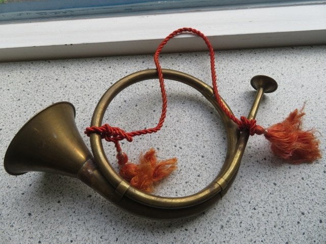 Vintage Brass Horn koperen/messing hoorn bugelinstrument, Antiek en Kunst, Ophalen of Verzenden, Koper