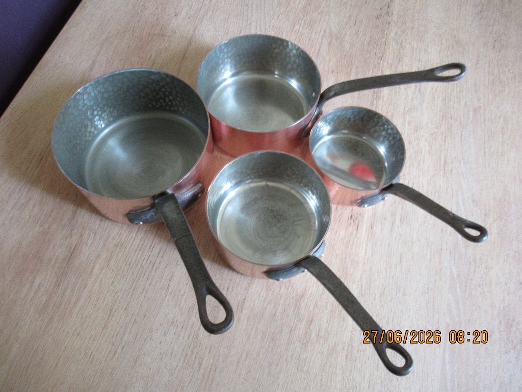 koperen pannen, Huis en Inrichting, Ophalen of Verzenden, Zo goed als nieuw, Koper, Pannenset