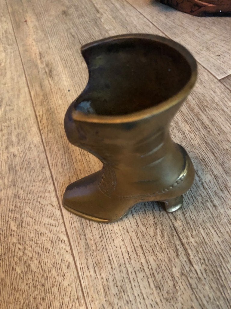 Antiek Massief Koperen / Messing Laarsje |Brocante / Vintage, Ophalen of Verzenden
