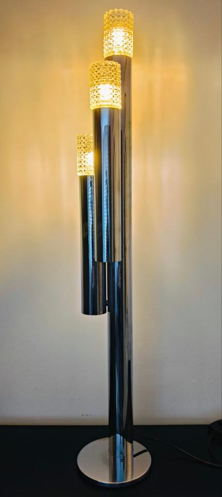 Vintage Space Age Chromen vloerlamp amp - Sciolari Stijl, Antiek en Kunst, Antiek | Lampen, Ophalen