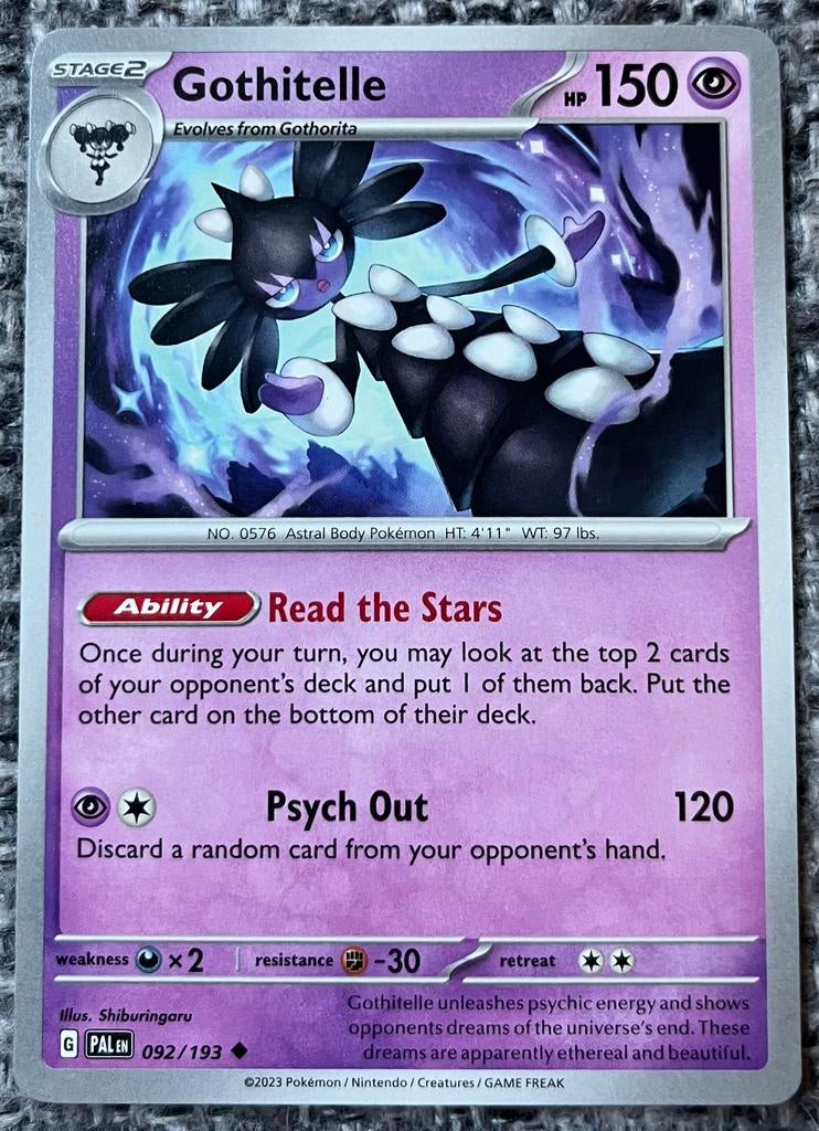Pokémonkaart van Gothitelle (576) •Paldea Evolved (092/193), Verzenden, Nieuw, Losse kaart