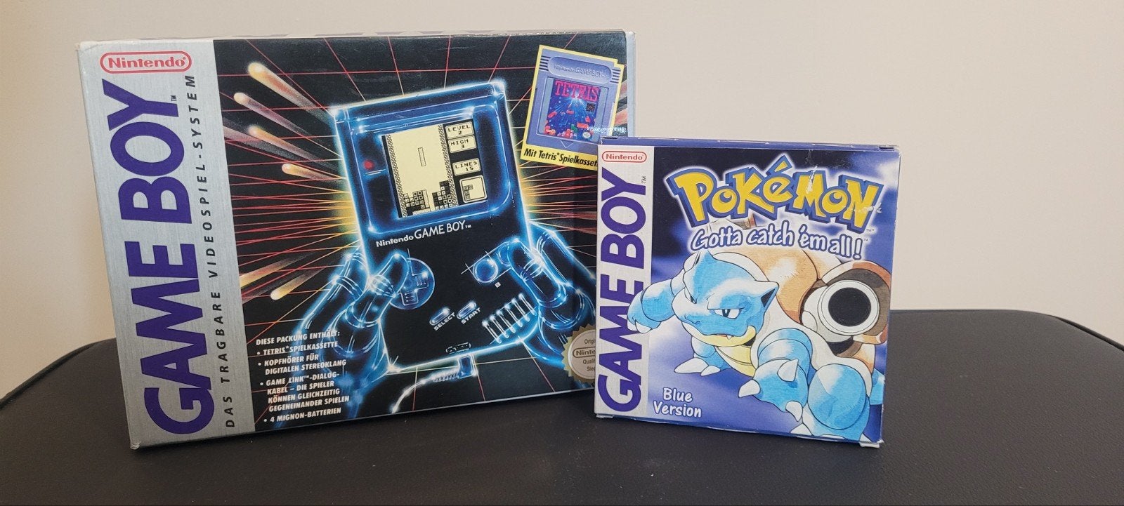 Gameboy in doos + Pokémon Blue in doos, Ophalen of Verzenden, Gebruikt, Game Boy Color, Met games