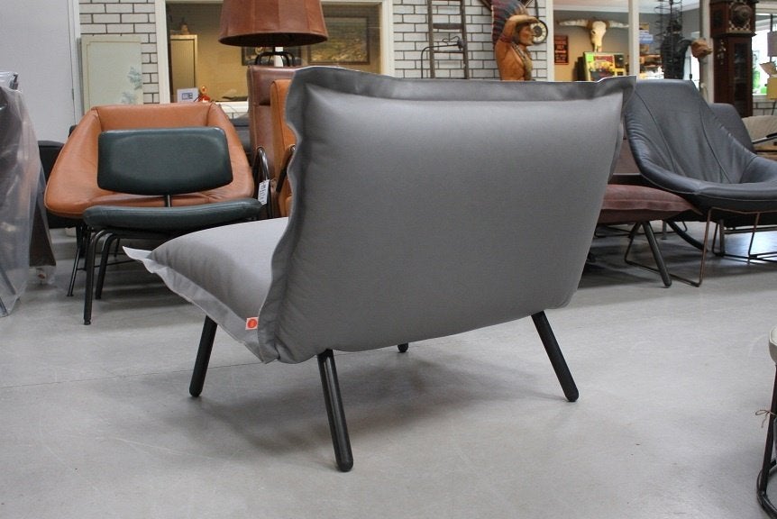 Luxe royale fauteuil BASTIA Jess Design metaal & leer grijs, Ophalen, 75 tot 100 cm, Zo goed als nieuw, 75 tot 100 cm