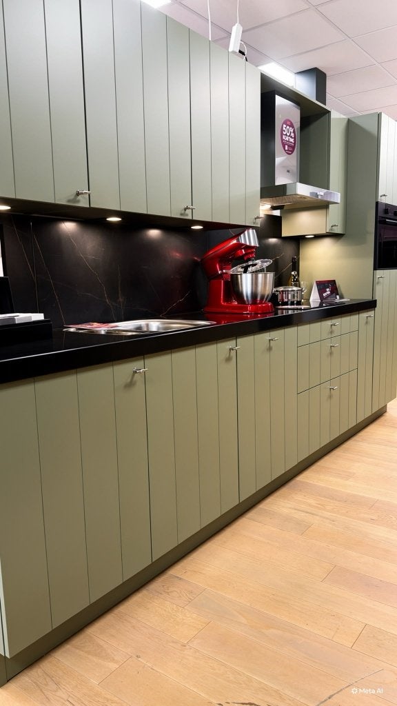 NIEUW Pure keuken groen gelakt showmodel (Piet Boon stijl)