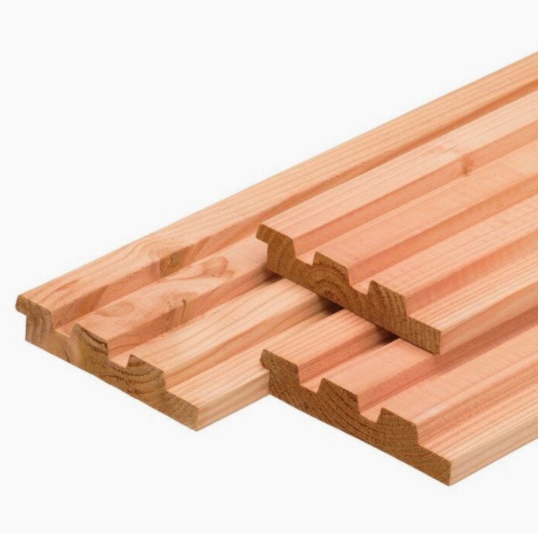 Douglas hout plank triple rhombus profiel 27x143mm, Ophalen, Zo goed als nieuw, Hout
