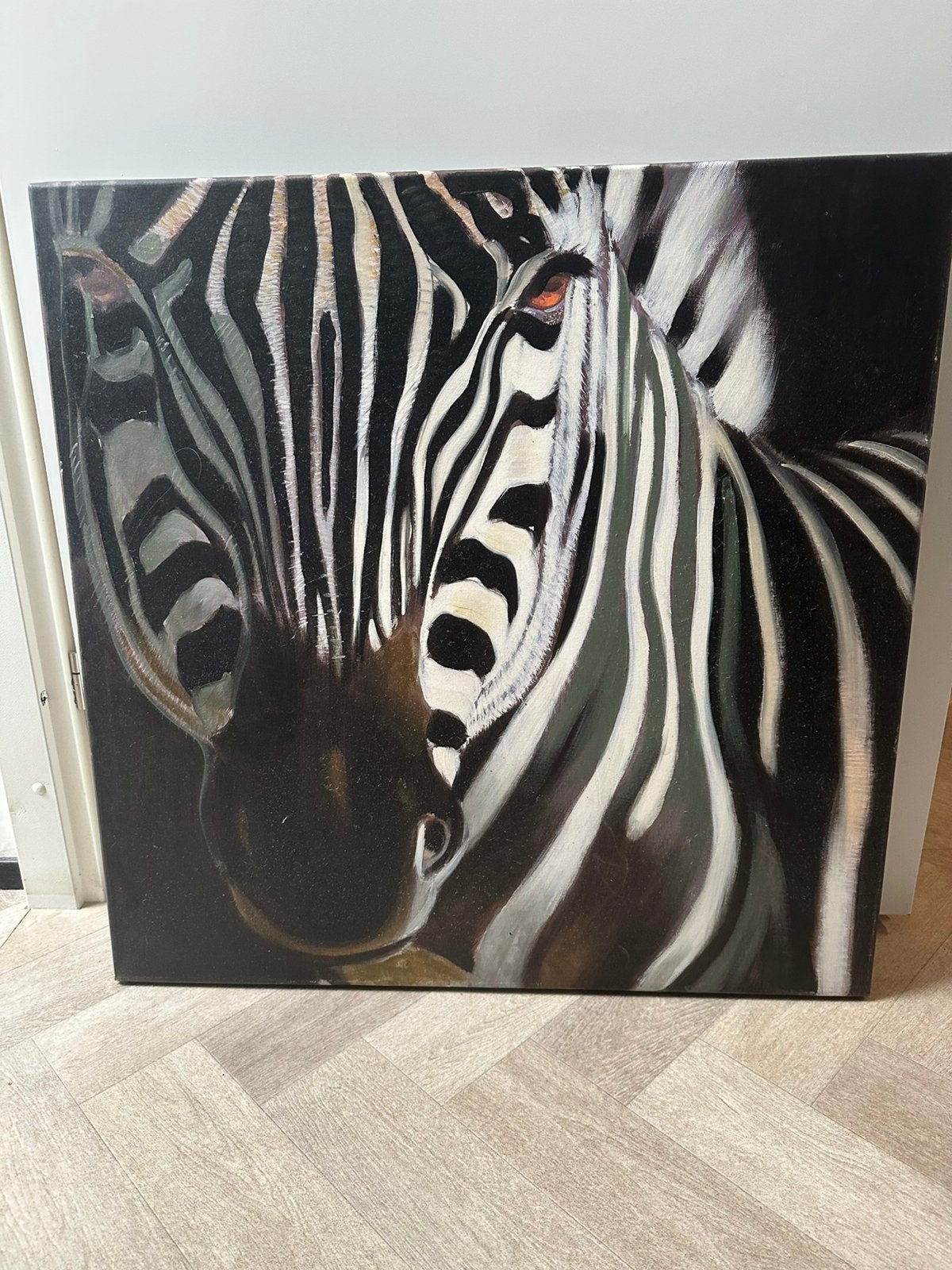 Schilderij Zebra geschilderd op canvas, Ophalen, Doek, Realistisch, Overige technieken