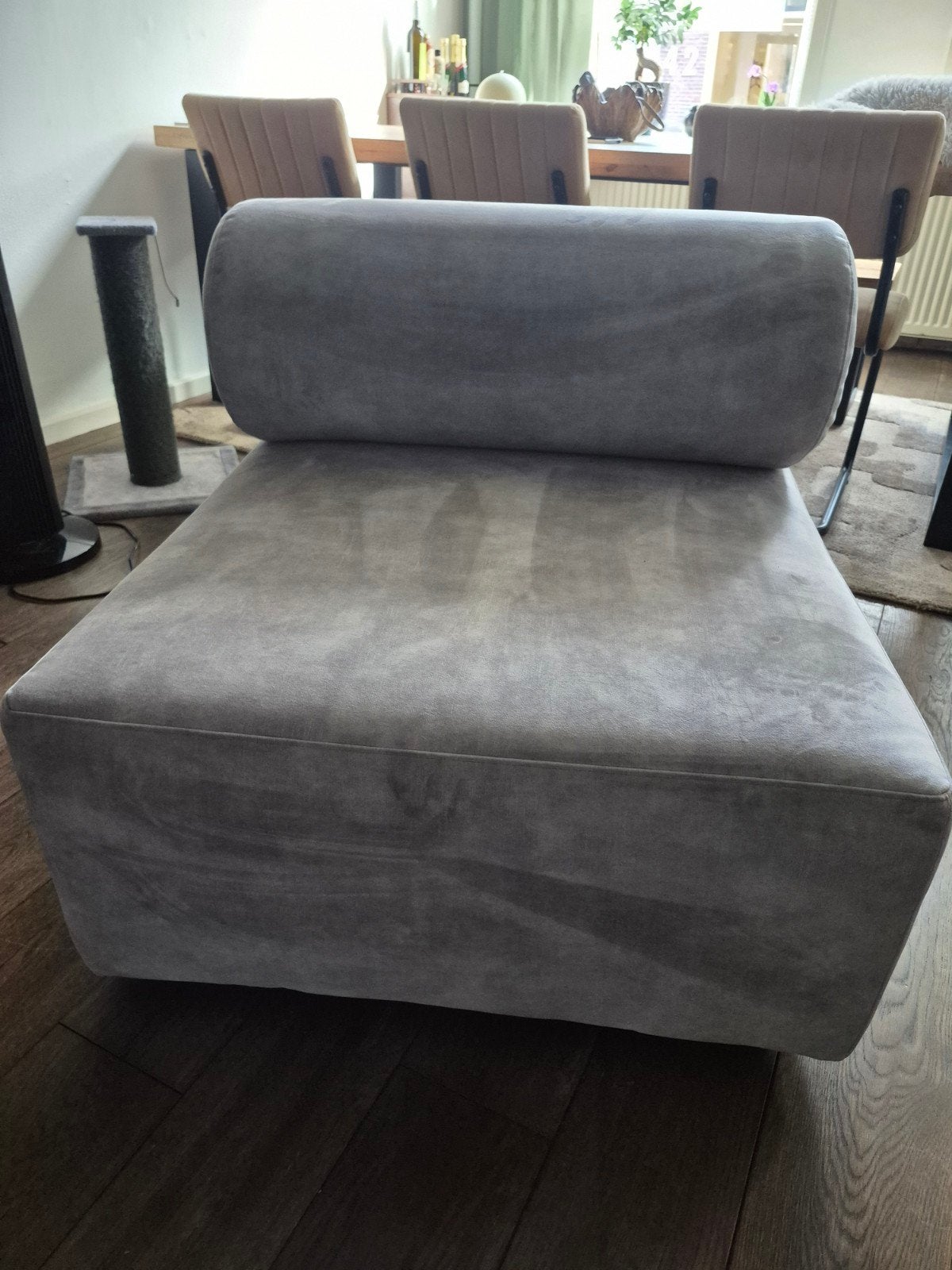 Grijze stoffen lounge stoel, Huis en Inrichting, Ophalen, Gebruikt, Modern, Lounge, Eén