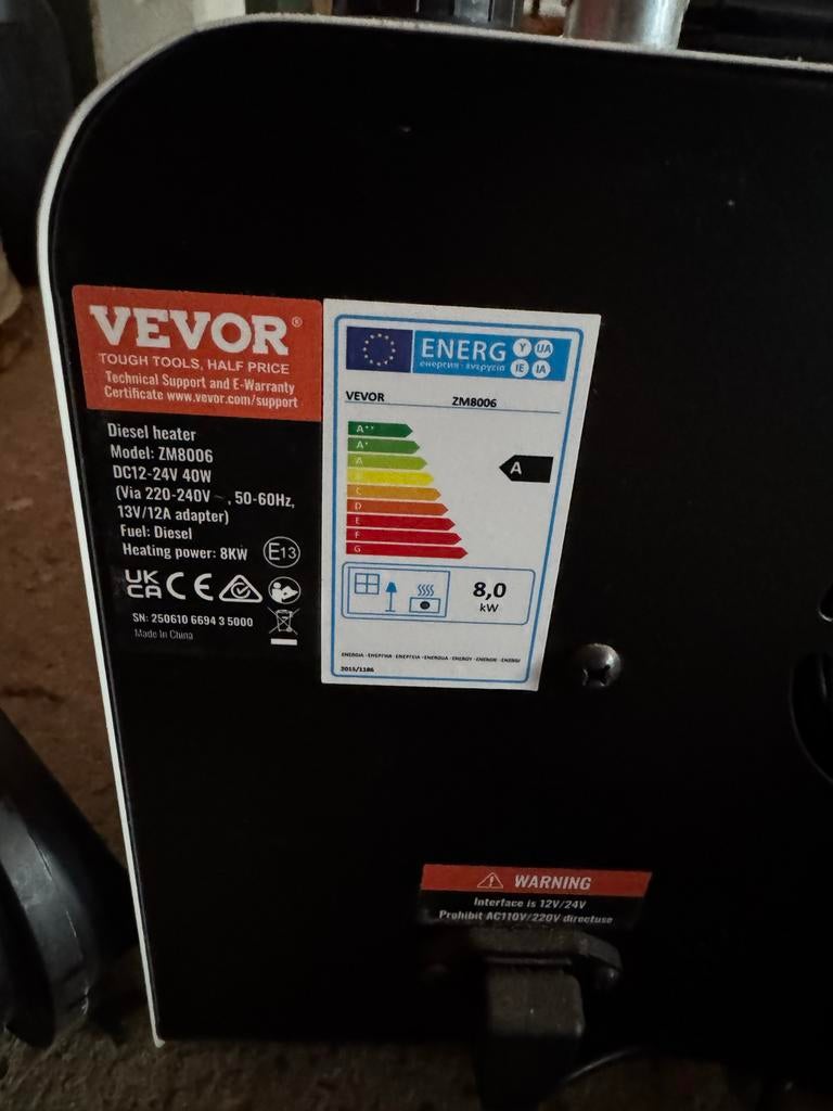 Vevor diesel heater-standkachel 8kw incl omvormer, Ophalen of Verzenden, 60 tot 150 cm, Kachel, 30 tot 80 cm