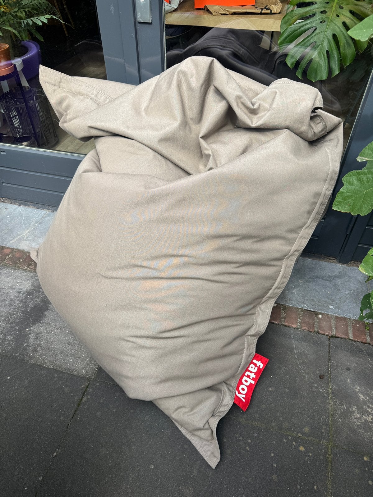 Fatboy zitzak taupe (groot 140x180), Ophalen, Gebruikt