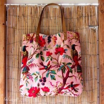 Imbarro shopper met bloemen- en vogelprint, Ophalen of Verzenden, Nieuw, Roze, Shopper