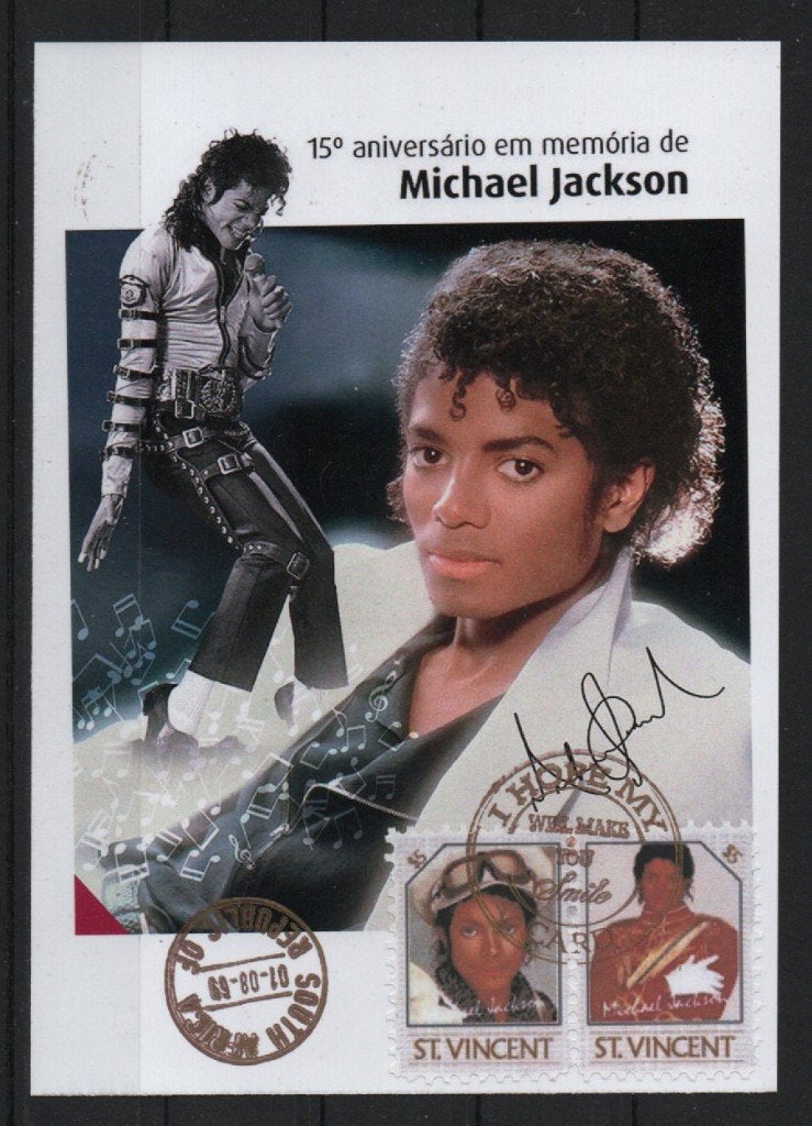 M23) postkaart singer Michael Jackson, Verzenden, Tanzania, Gestempeld