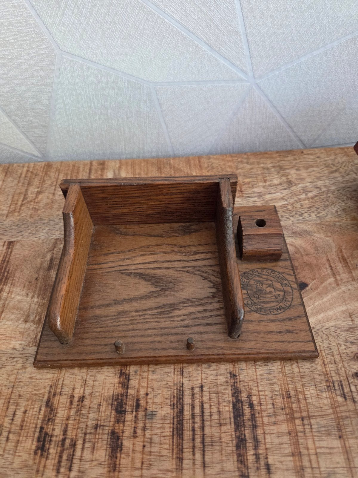 Vintage houten notitie- en penhouder, Antiek en Kunst, Ophalen of Verzenden