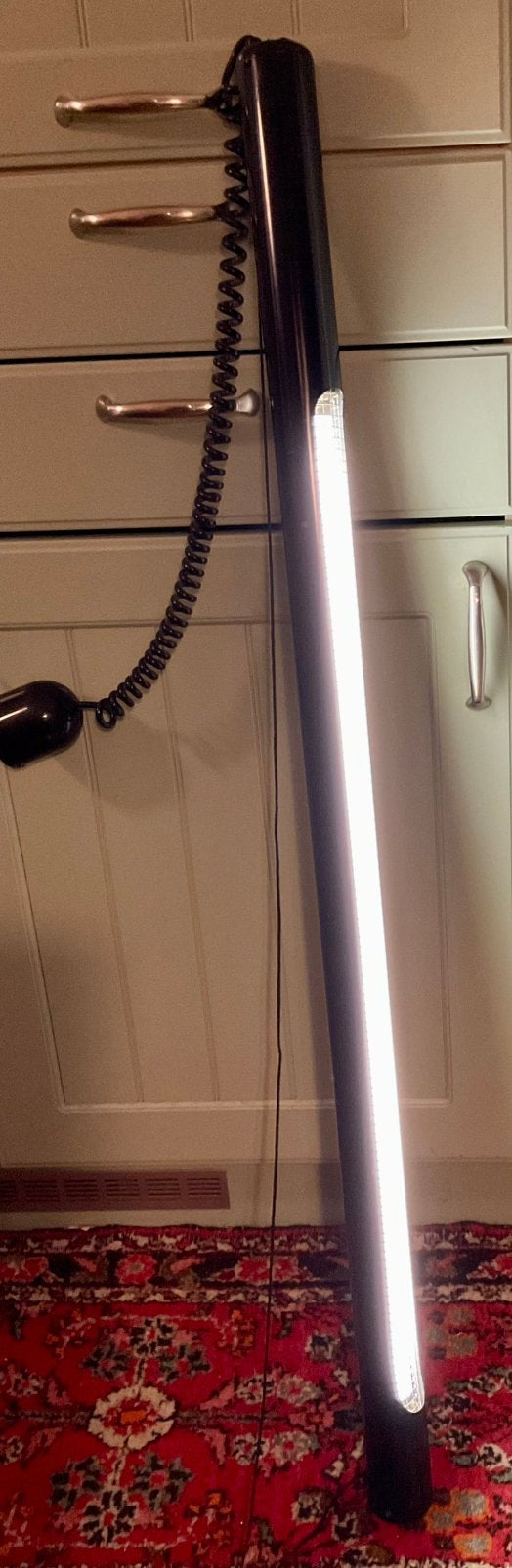 Prachtige zwarte plafondlamp tubelamp een ronde buis, Ophalen of Verzenden, Gebruikt, Kunststof, 75 cm of meer