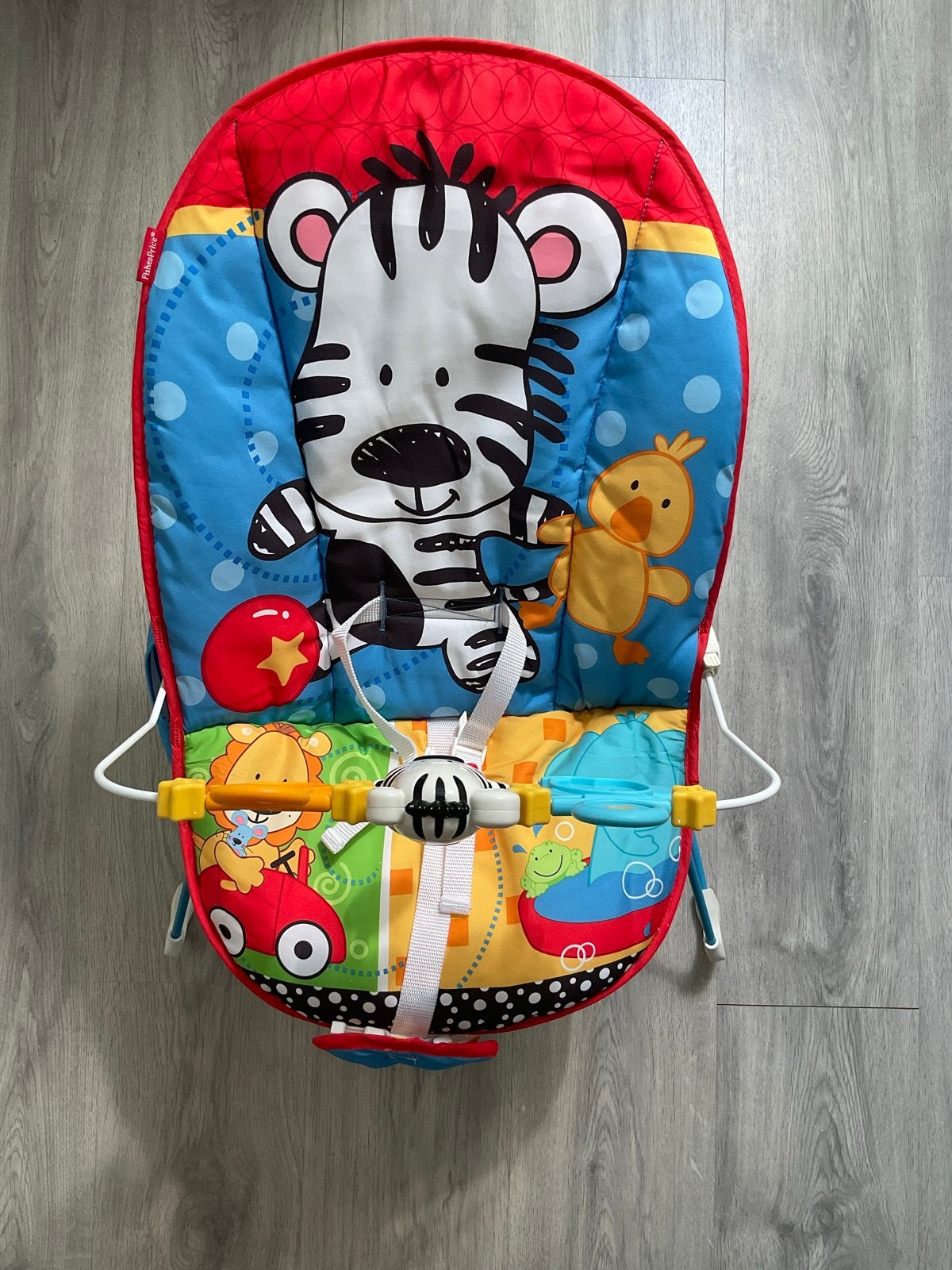 Fisher-Price babywipstoel met vrolijke zebra en speeltjes, Ophalen, Gebruikt