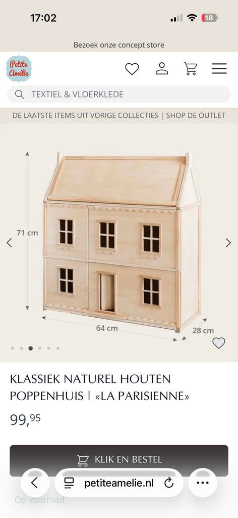 Nieuw: Petite amelie poppenhuis, Kinderen en Baby's, Speelgoed | Poppenhuizen, Ophalen of Verzenden, Zo goed als nieuw, Poppenhuis
