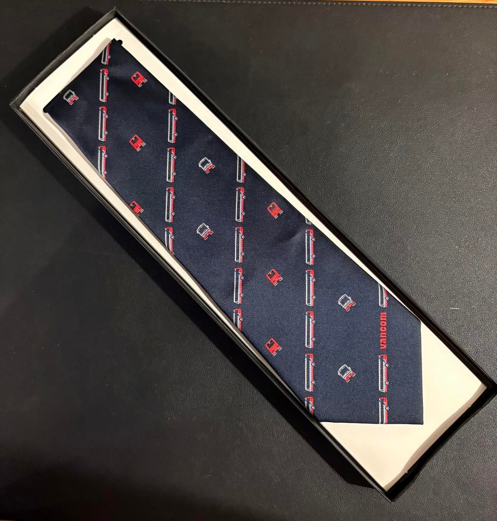 Stropdas Vancom (donkerblauw), Verzamelen, Spoorwegen en Tramwegen, Ophalen of Verzenden, Zo goed als nieuw, Bus of Metro