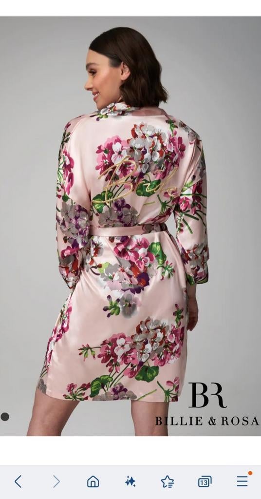 Bruids Kimono Roze met Bloemenprint - Billie & Rosa, Billie & Rosa, Nieuw, Ophalen of Verzenden, Accessoires
