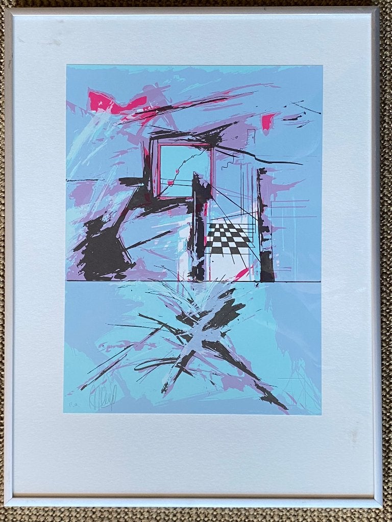 Schaakbord splash, Antiek en Kunst, Zeefdruk, Overige onderwerpen, Ophalen of Verzenden, Gesigneerd