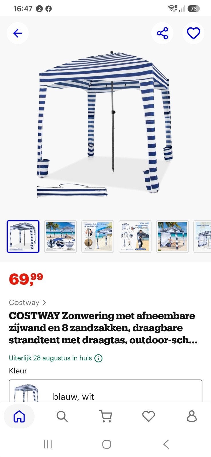Strand parasol tent, Ophalen, Opvouwbaar, Overige typen, Minder dan 4 meter