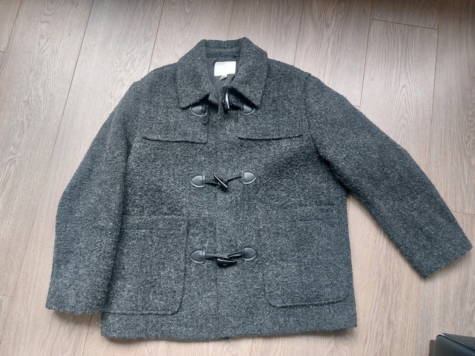 H&M Duffelcoat Houtje Touwtje - Maat S - Grijs, Kleding | Dames, H&M, Ophalen of Verzenden