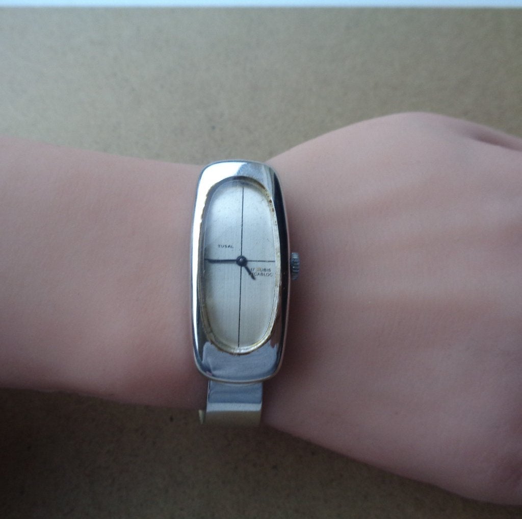 zilveren vintage opwind dames pols horloge [406], Verzenden, Zilver, Overige typen