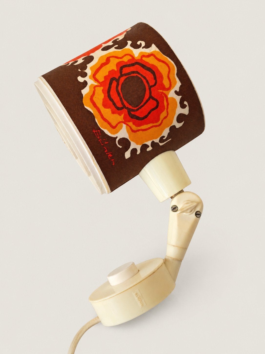 Elidus wandlamp met May Bühler textiel – jaren 60/70, Kunststof, Gebruikt, Bruin, E14 (klein)