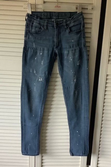 Indian Blue Jeans - Maat 152 - Verfspatten Look, Broek, Ophalen of Verzenden, Zo goed als nieuw, Jongen