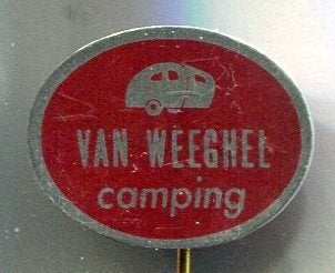 Van Weeghel caravans blik speldje ( P_029), Verzenden, Zo goed als nieuw, Merk, Speldje of Pin