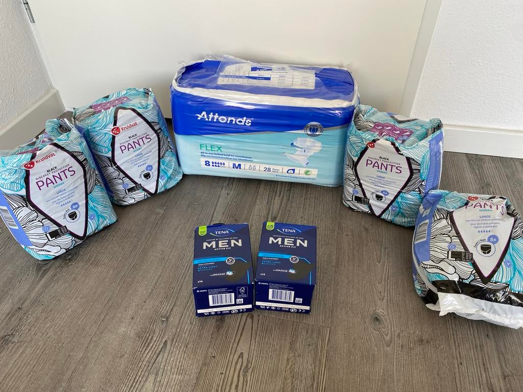 Incontinentiemateriaal pakket: Attends, TENA men, Kruidvat, Diversen, Verpleegmiddelen, Nieuw, Ophalen