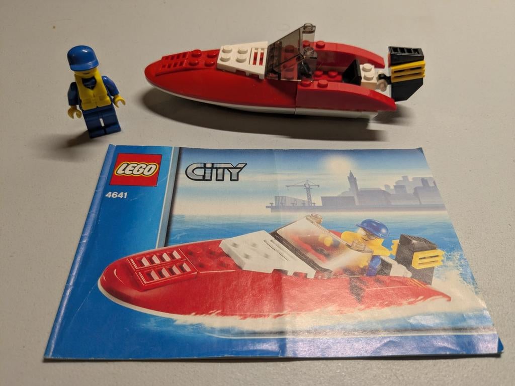Lego City 4641 Speedboot met minifiguur en instructies, Lego, Ophalen of Verzenden, Inclusief minifiguren, Complete set