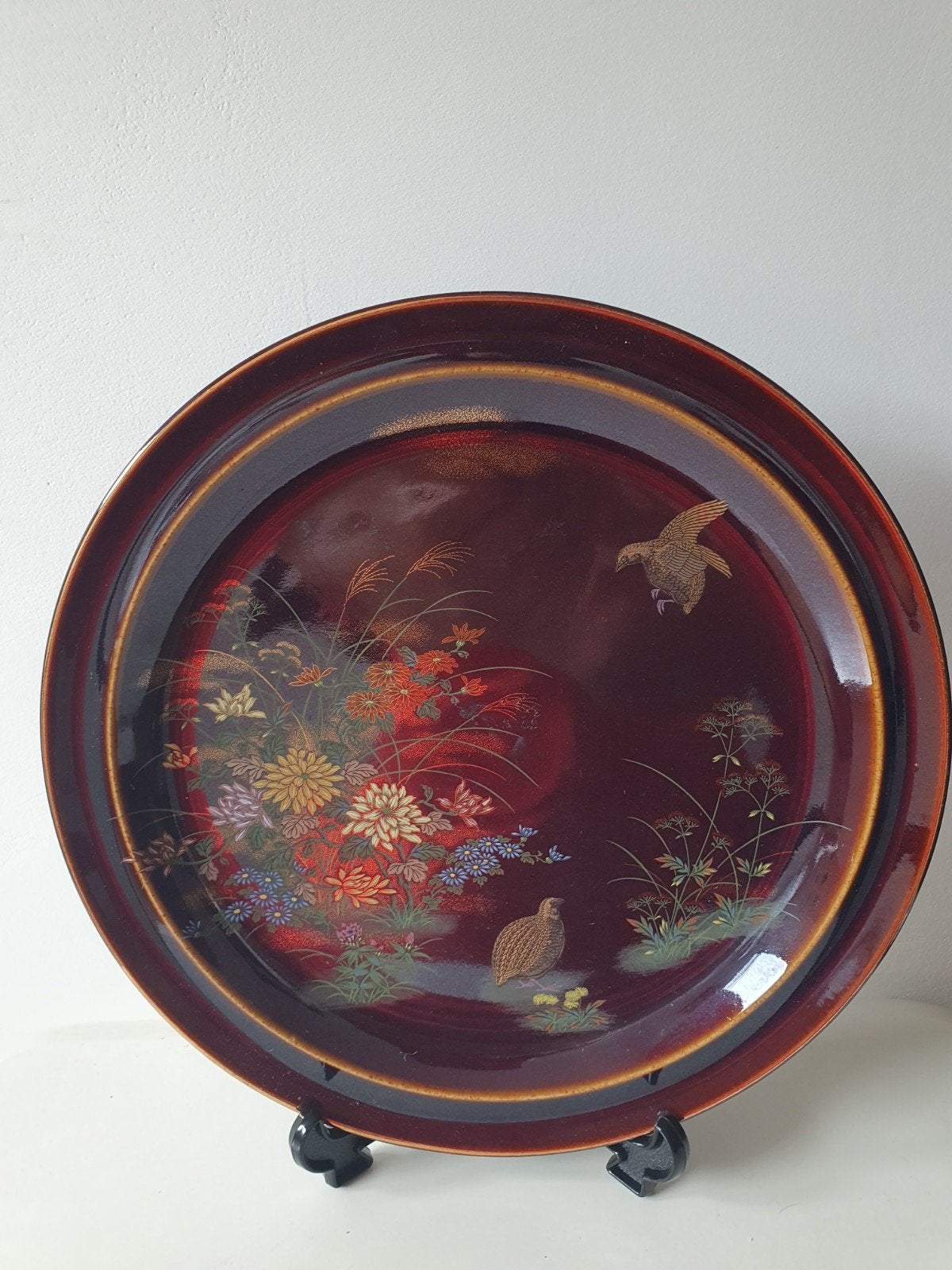 Vintage bruin gouden Japanse decoratieve bord 27 cm Jaren 70, Ophalen of Verzenden